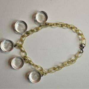 Translucent Yellow Link Necklace with Clear Disc Charms